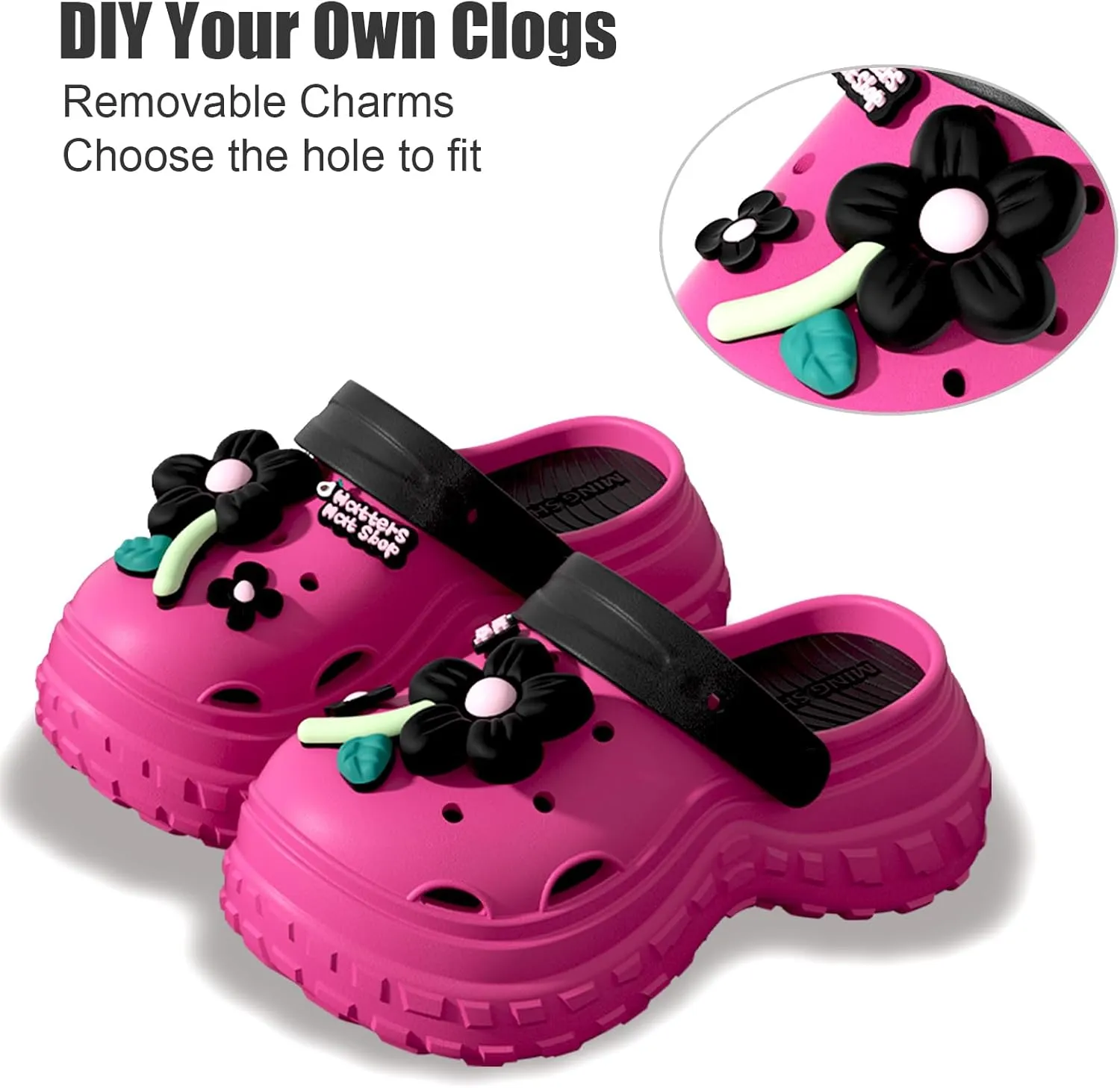KELMALL Platform Clogs for Women, Garden High Heels Mules Slip On Comfort Walking Shoes, Waterproof for Summer