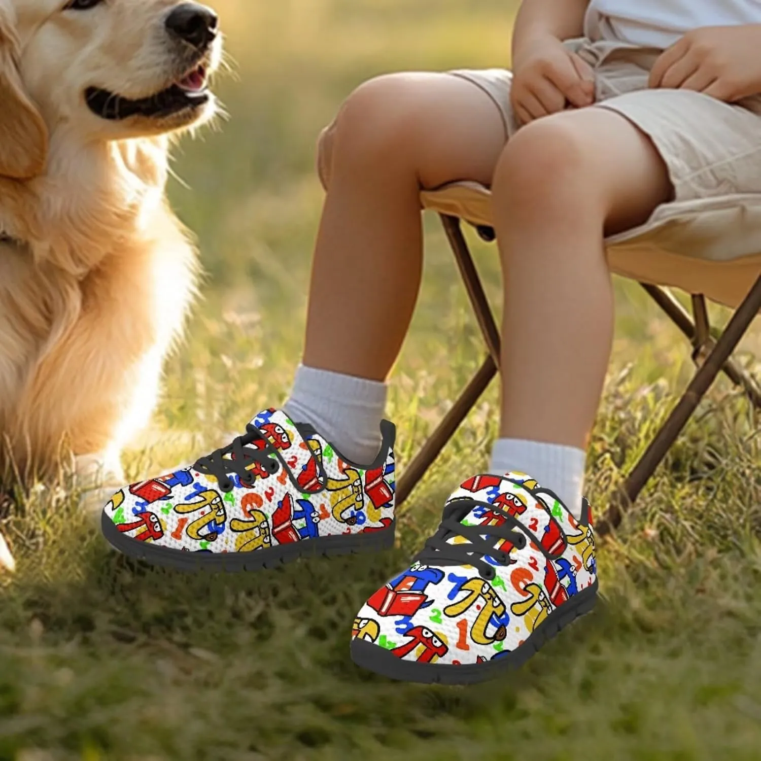 Kids Christmas Shoes for Boys Girls Breathable Single Buckle Sneakers Low Top Mesh Athletic Casual Shoes
