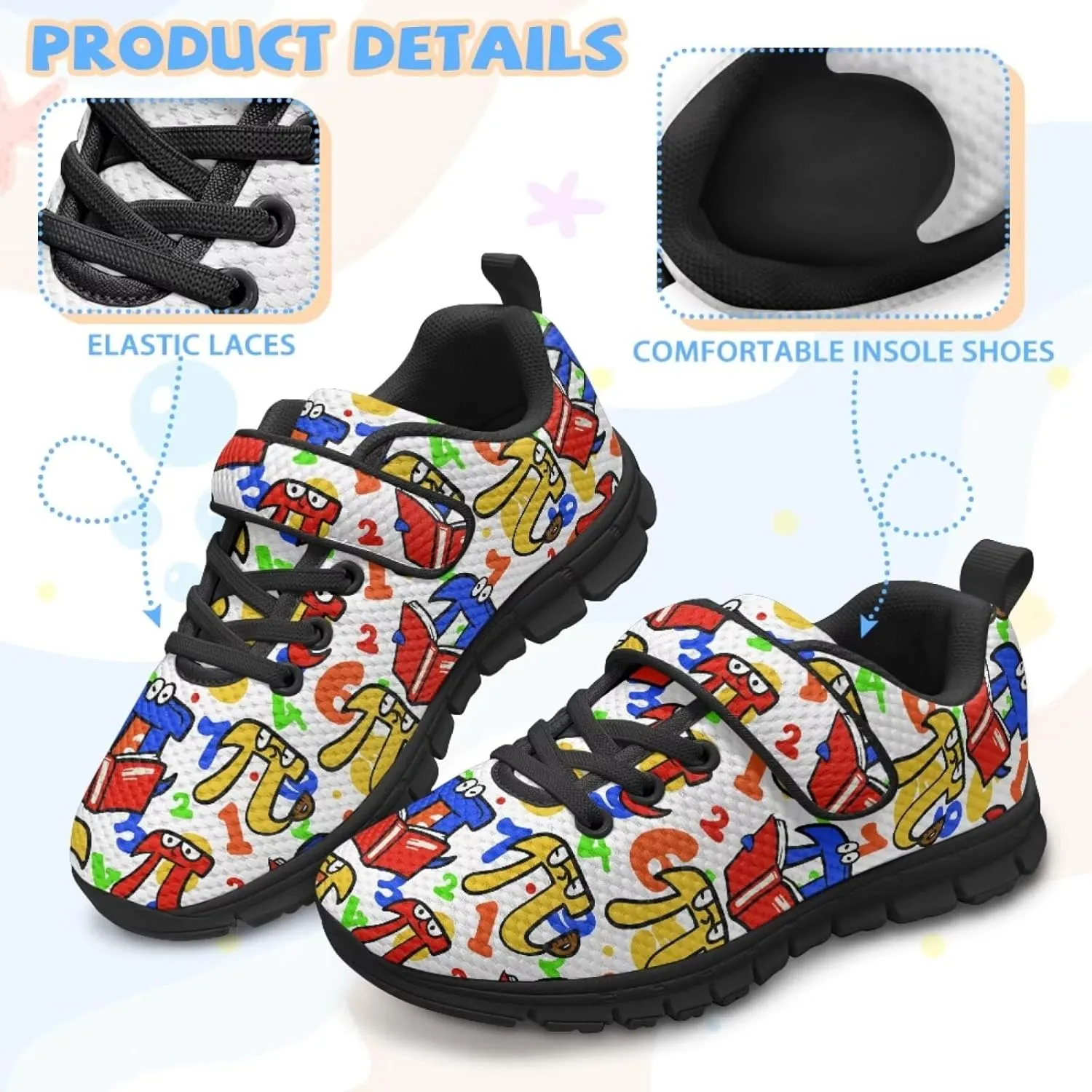 Kids Christmas Shoes for Boys Girls Breathable Single Buckle Sneakers Low Top Mesh Athletic Casual Shoes