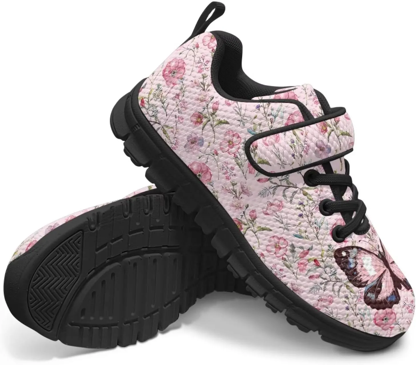 Kids Cute Sneakers for Girls School Single Buckle Sports Shoes Breathable Lightweight Walking Running Shoes