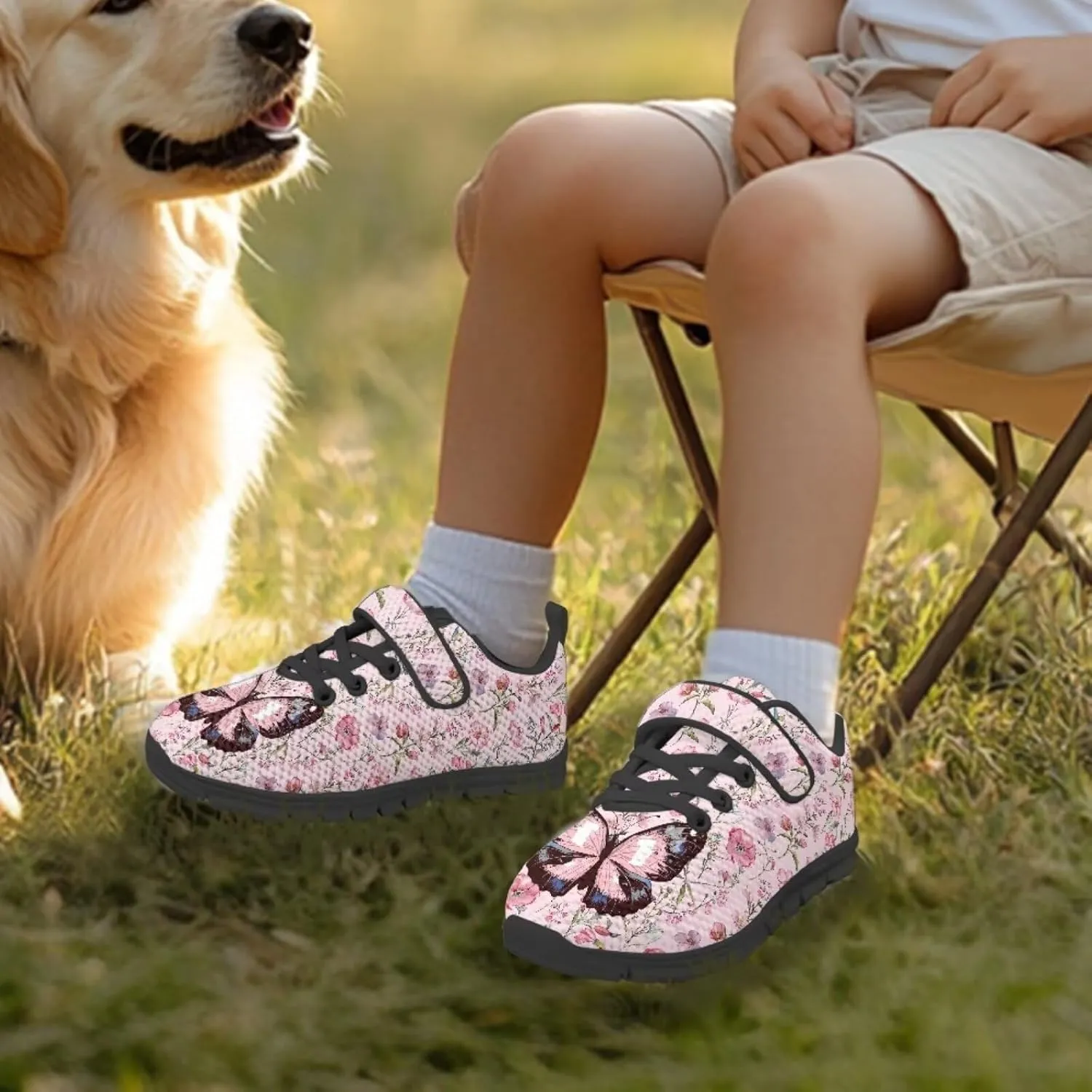 Kids Cute Sneakers for Girls School Single Buckle Sports Shoes Breathable Lightweight Walking Running Shoes