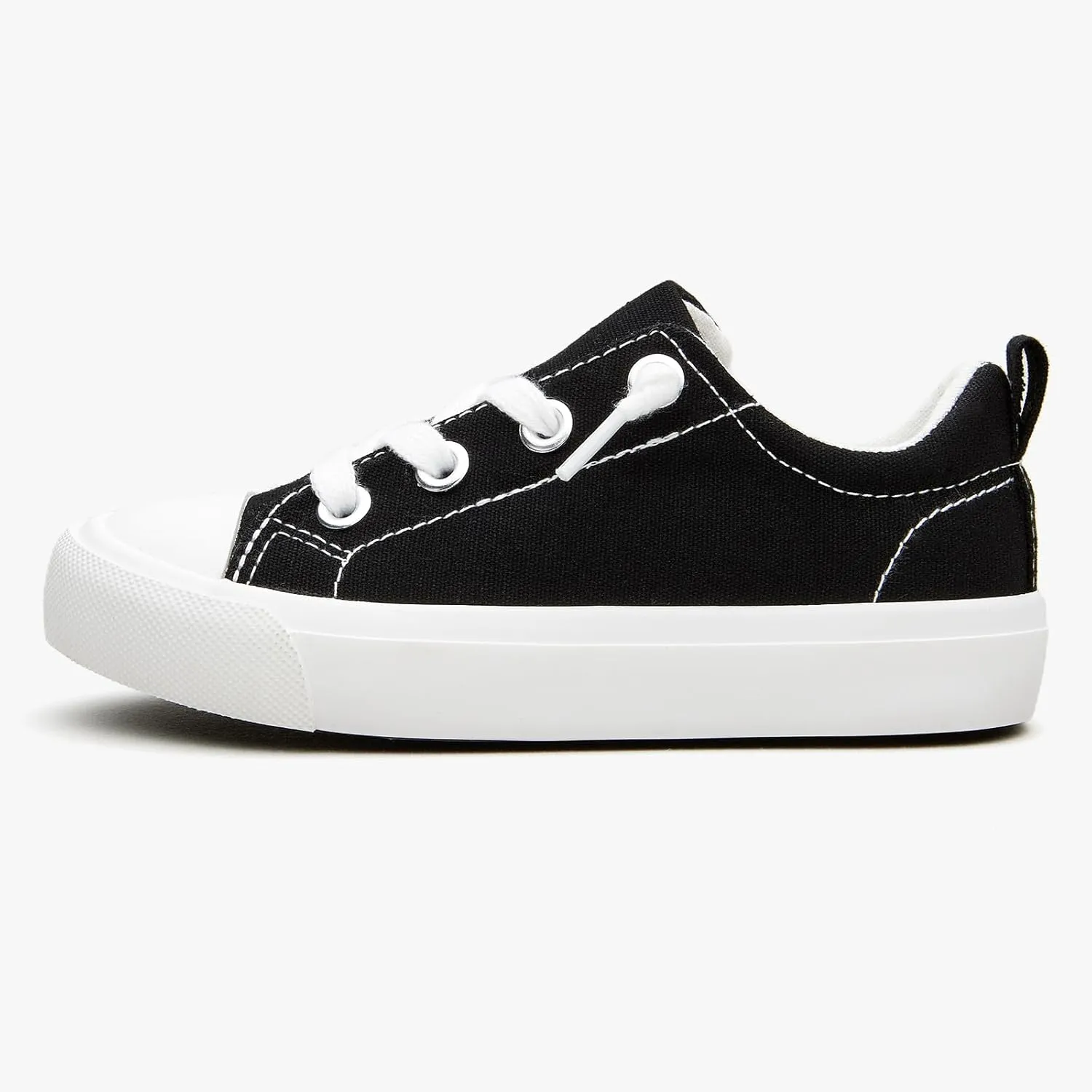 Kids' Low-Top Slip-On Cotton Sneakers, Classic Lace-Up Canvas Shoes for Girls Boys