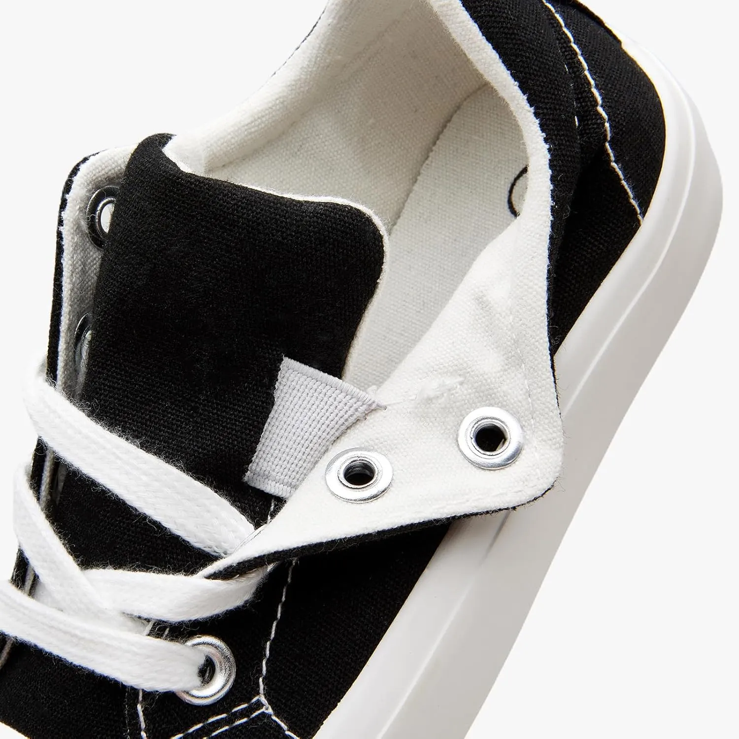 Kids' Low-Top Slip-On Cotton Sneakers, Classic Lace-Up Canvas Shoes for Girls Boys