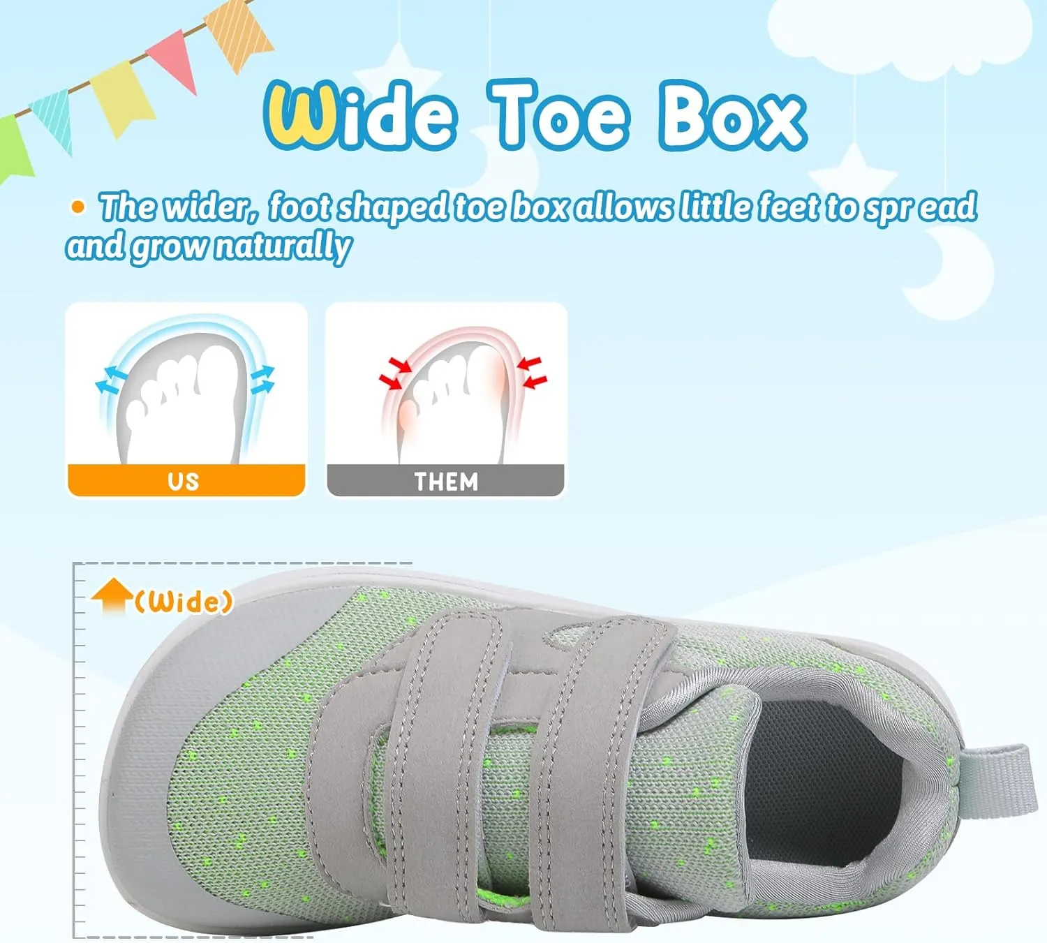 Kids Slip On Barefoot Toddler Boys/Girls Wide Toe Box Sneakers Zero Drop Minimalist Outdoor Activities Walking Running Shoes
