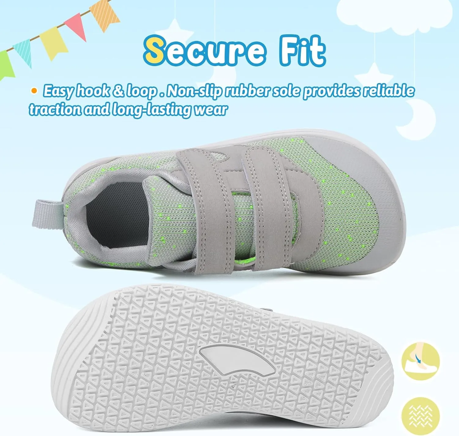 Kids Slip On Barefoot Toddler Boys/Girls Wide Toe Box Sneakers Zero Drop Minimalist Outdoor Activities Walking Running Shoes