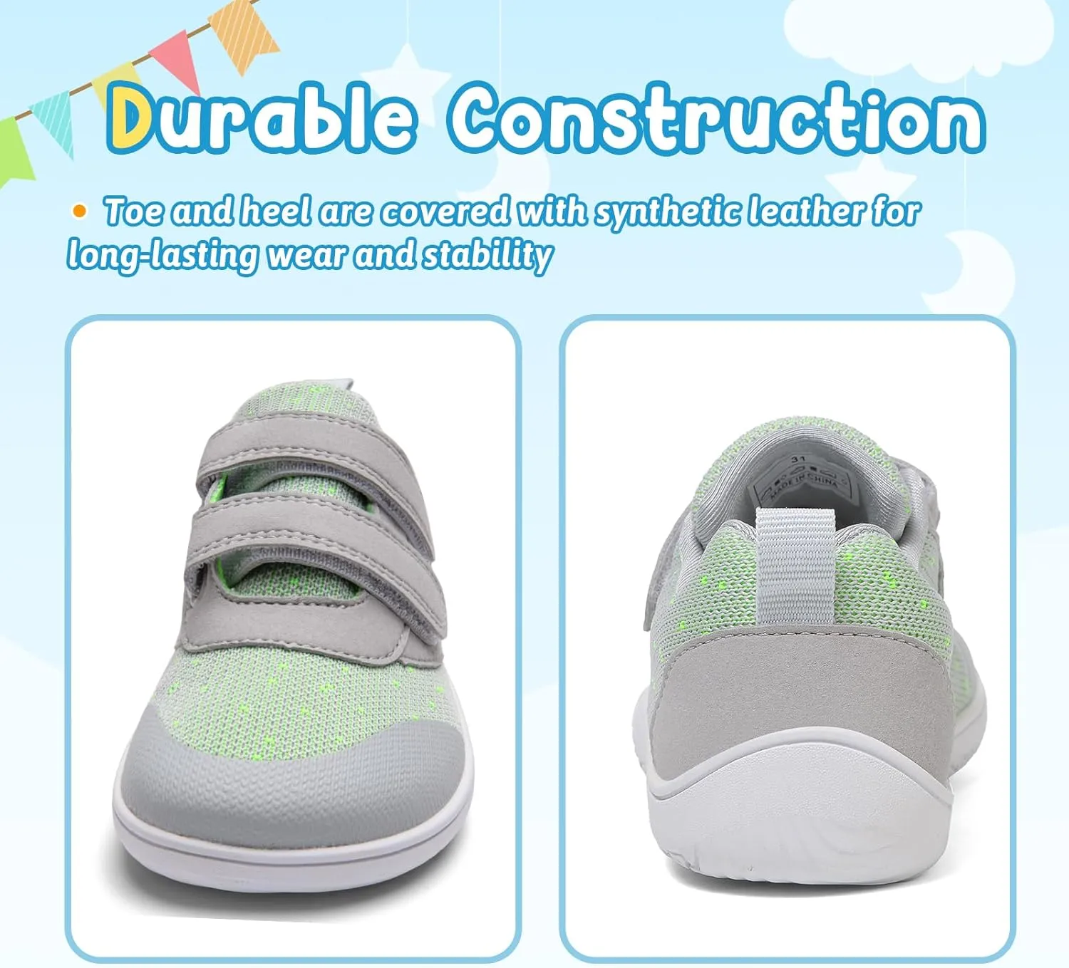 Kids Slip On Barefoot Toddler Boys/Girls Wide Toe Box Sneakers Zero Drop Minimalist Outdoor Activities Walking Running Shoes