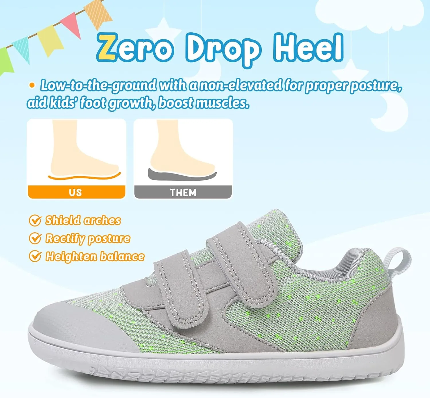 Kids Slip On Barefoot Toddler Boys/Girls Wide Toe Box Sneakers Zero Drop Minimalist Outdoor Activities Walking Running Shoes
