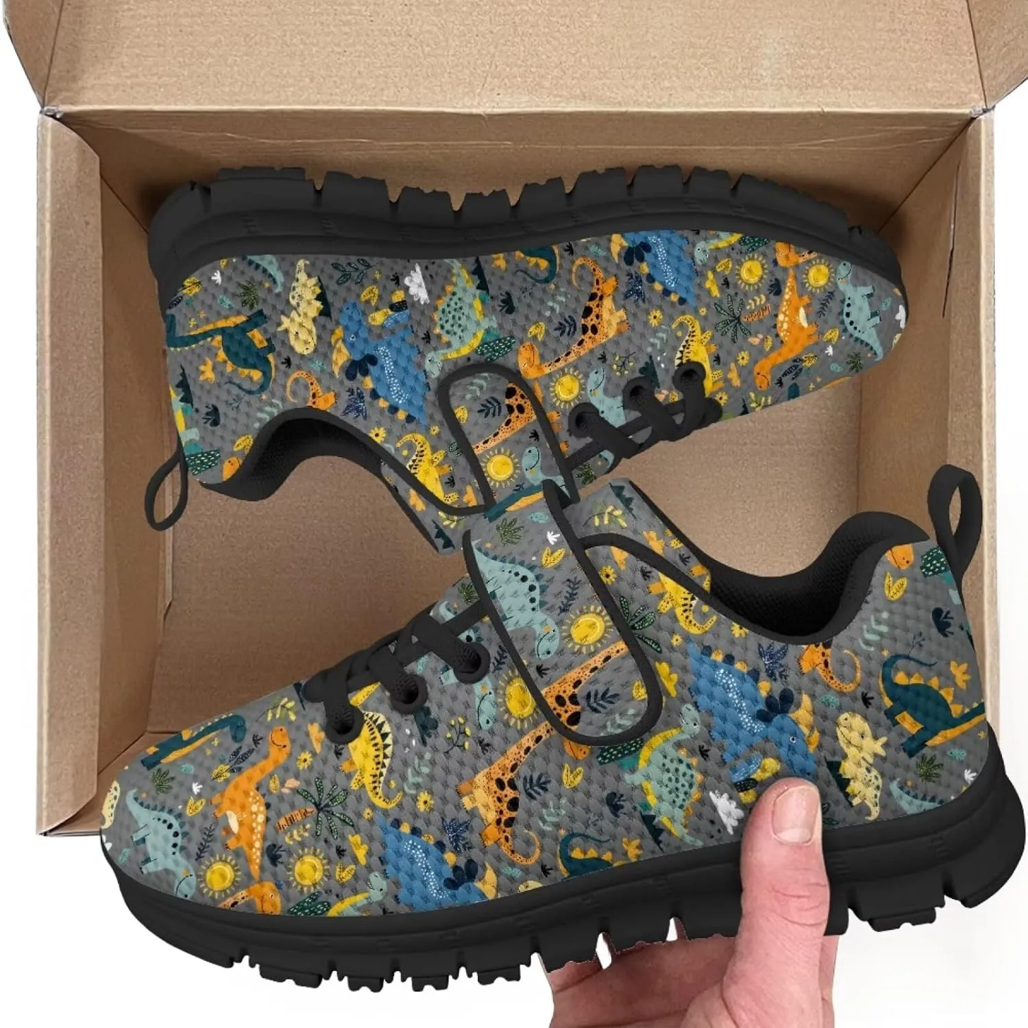 Kids Sneakers Boys Cool Print Running Tennis Shoes Lightweight Breathable Sport Athletic Shoes with One Strap