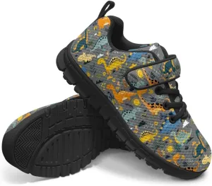 Kids Sneakers Boys Cool Print Running Tennis Shoes Lightweight Breathable Sport Athletic Shoes with One Strap