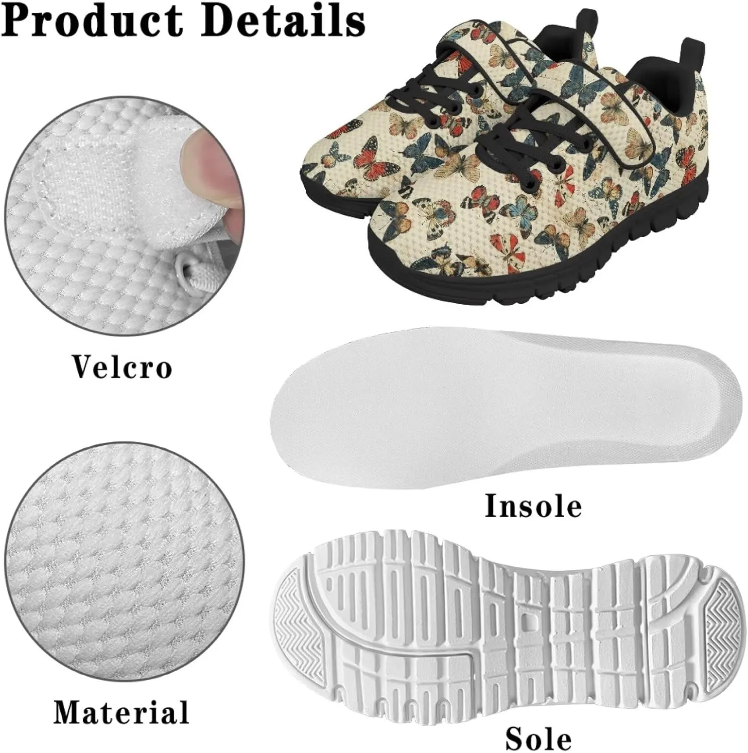 Kids Sneakers Comfy Zero-Drop Healthy Sole Sneakers Strap Athletic Walking Shoes Lightweight Minimalist Sneakers