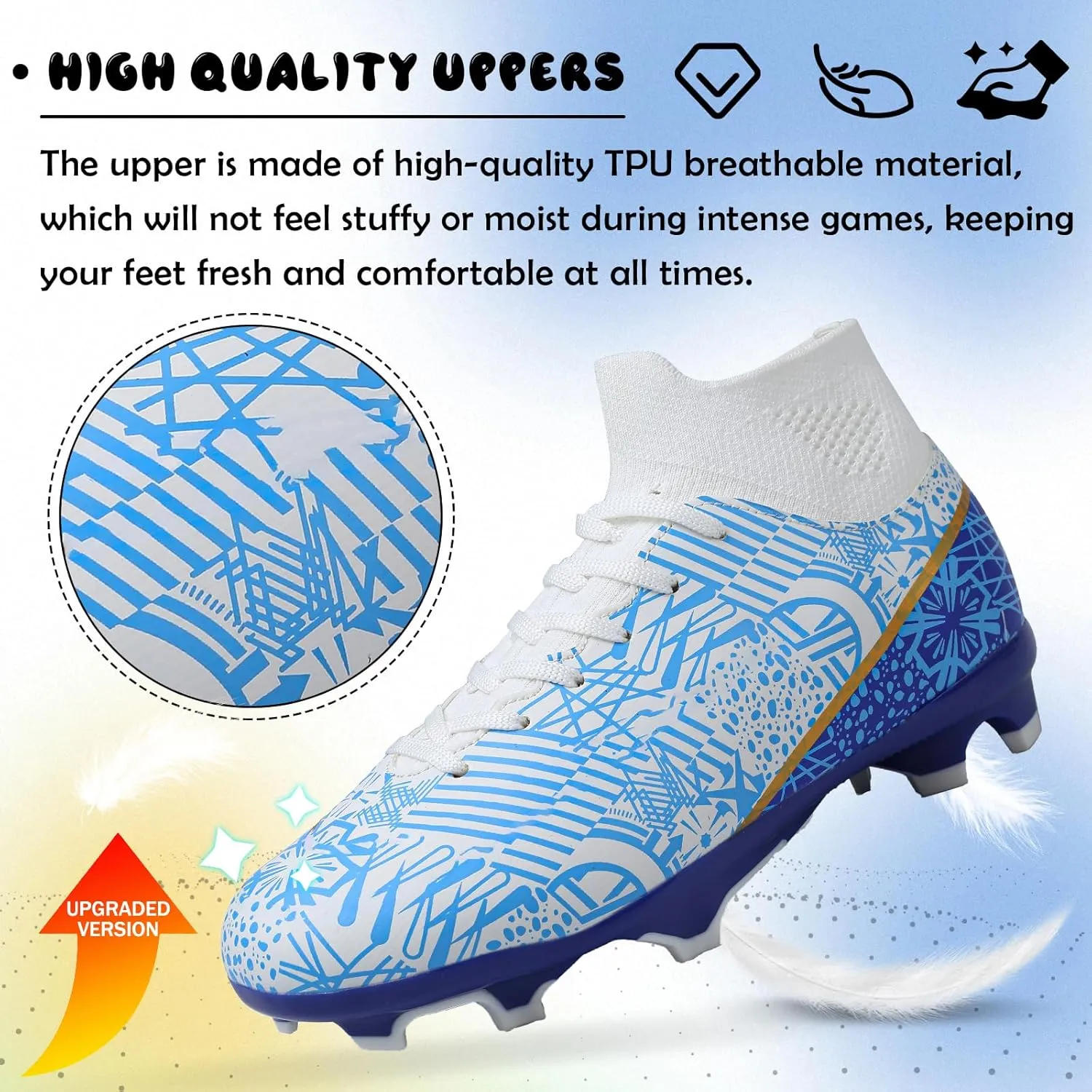 Kids Soccer Cleats Boys Girls Football Cleats Turf Soccer Shoes AG/FG