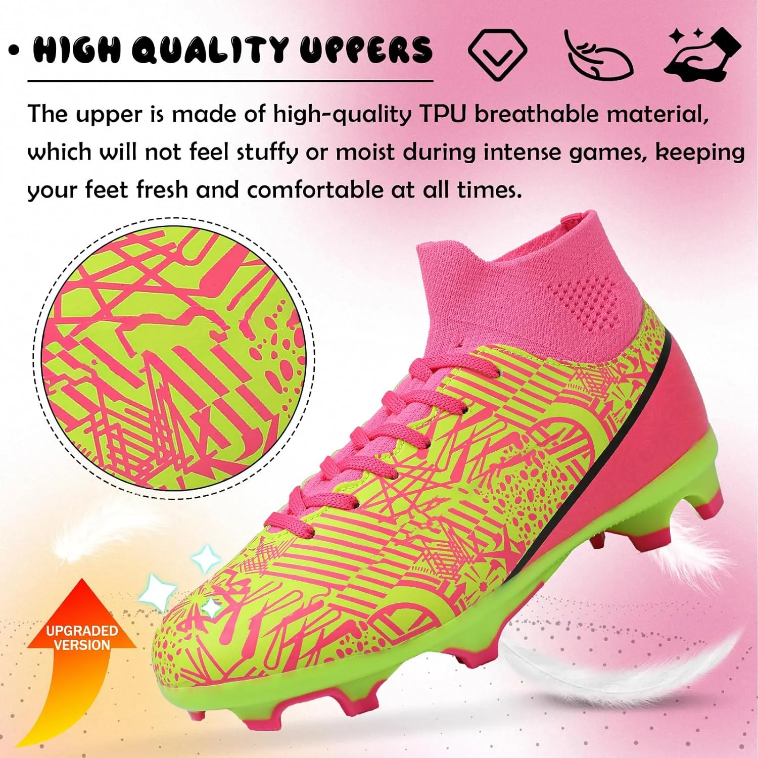 Kids Soccer Cleats Boys Girls Football Cleats Turf Soccer Shoes AG/FG