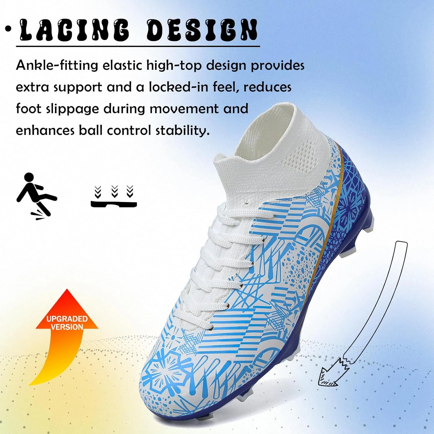 Kids Soccer Cleats Boys Girls Football Cleats Turf Soccer Shoes AG/FG
