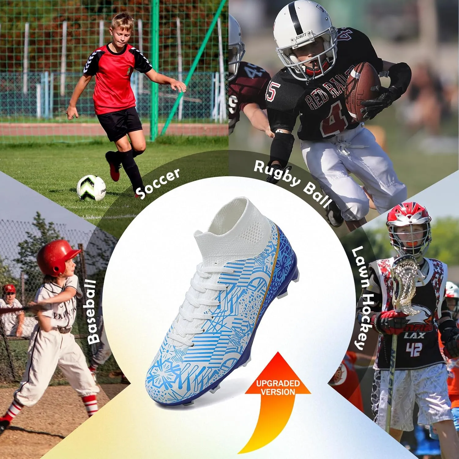 Kids Soccer Cleats Boys Girls Football Cleats Turf Soccer Shoes AG/FG