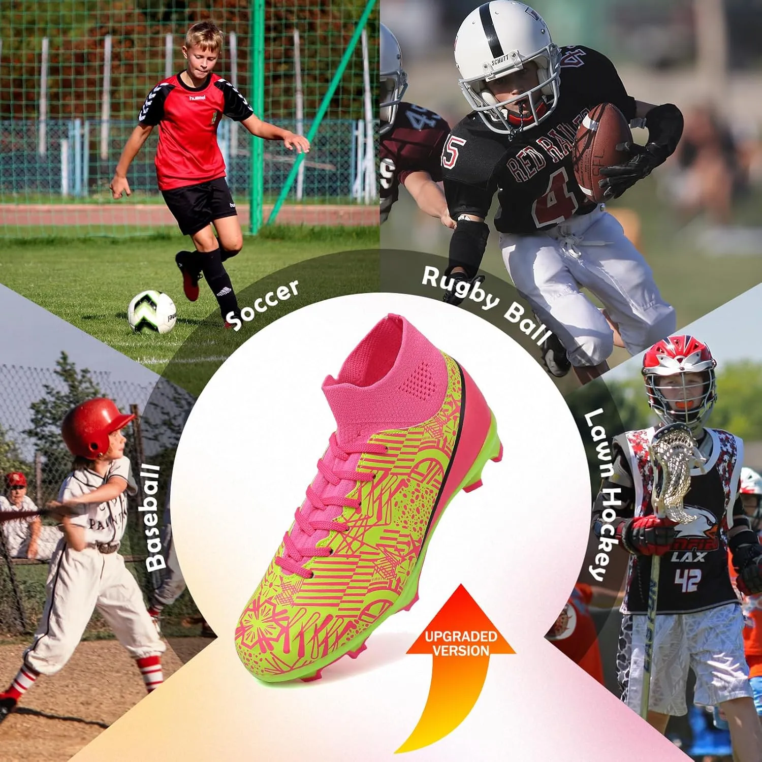 Kids Soccer Cleats Boys Girls Football Cleats Turf Soccer Shoes AG/FG