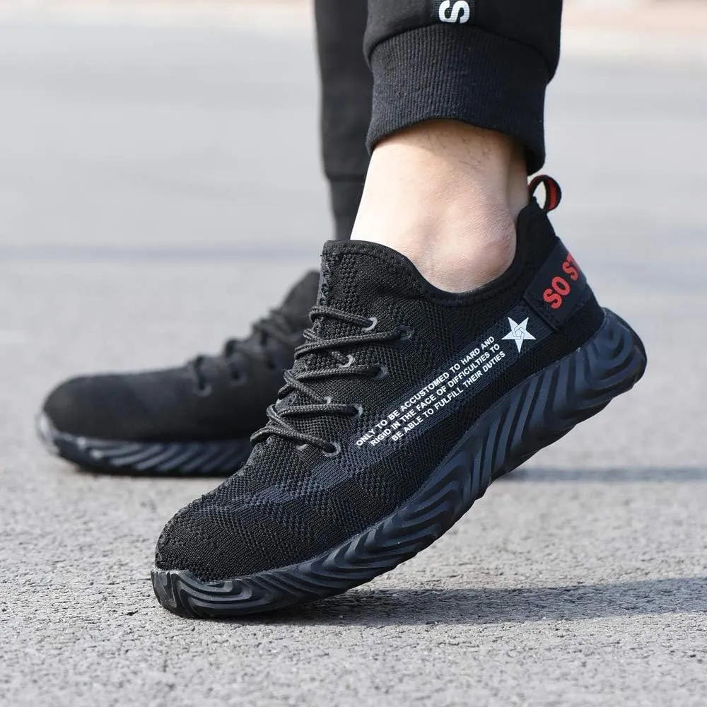 KINOW Men Steel Toe Safety Work Shoes Slip Resistant Lightweight Outdoor Athletic Industrial Construction Sneakers for Women