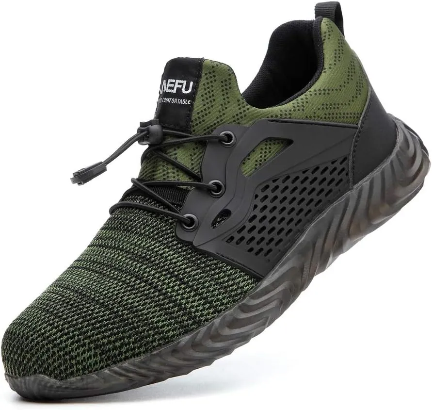 KINOW Men Steel Toe Safety Work Shoes Slip Resistant Lightweight Outdoor Athletic Industrial Construction Sneakers for Women