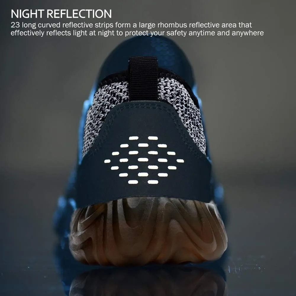 KINOW Men Steel Toe Safety Work Shoes Slip Resistant Lightweight Outdoor Athletic Industrial Construction Sneakers for Women