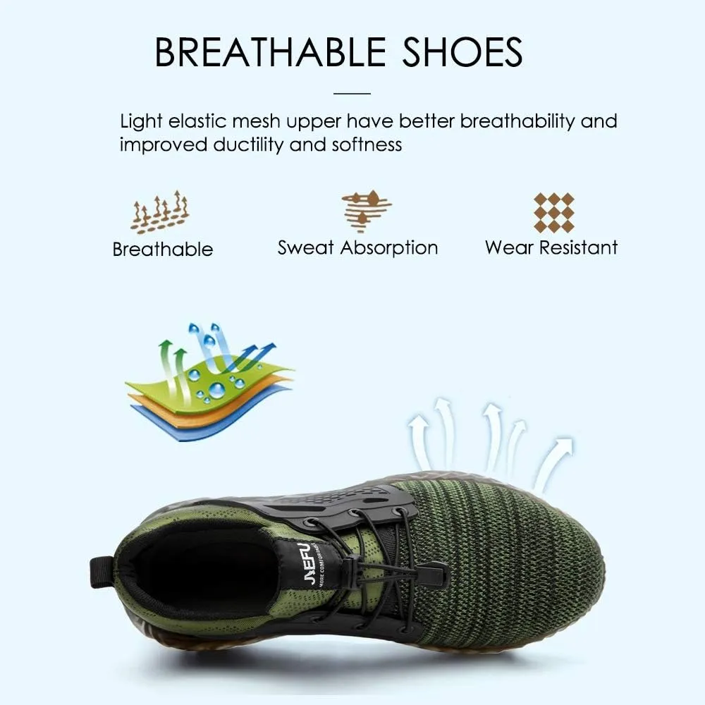 KINOW Men Steel Toe Safety Work Shoes Slip Resistant Lightweight Outdoor Athletic Industrial Construction Sneakers for Women