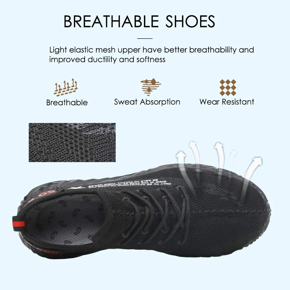 KINOW Men Steel Toe Safety Work Shoes Slip Resistant Lightweight Outdoor Athletic Industrial Construction Sneakers for Women