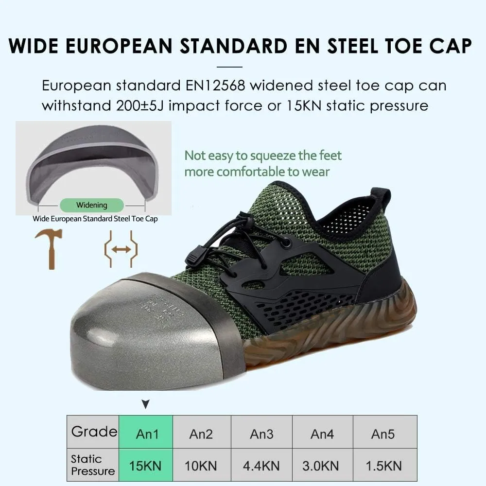 KINOW Men Steel Toe Safety Work Shoes Slip Resistant Lightweight Outdoor Athletic Industrial Construction Sneakers for Women