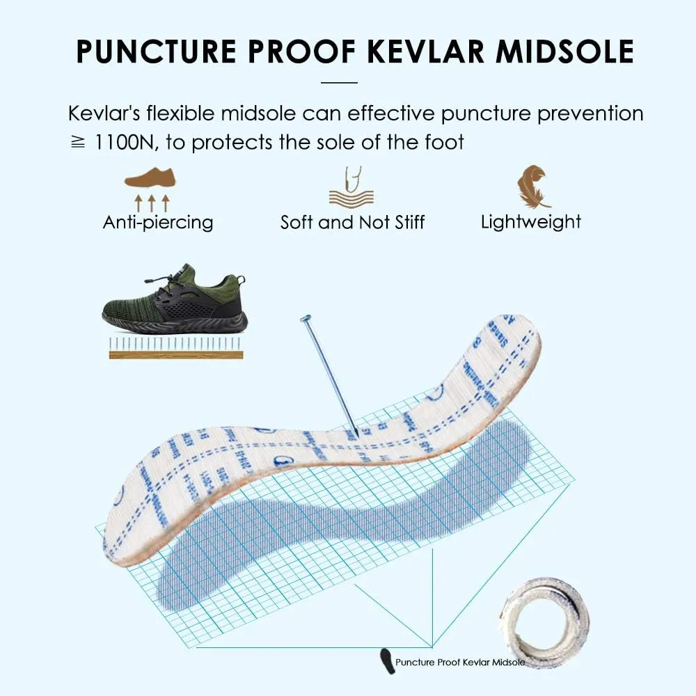 KINOW Men Steel Toe Safety Work Shoes Slip Resistant Lightweight Outdoor Athletic Industrial Construction Sneakers for Women