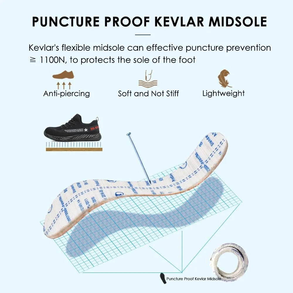 KINOW Men Steel Toe Safety Work Shoes Slip Resistant Lightweight Outdoor Athletic Industrial Construction Sneakers for Women