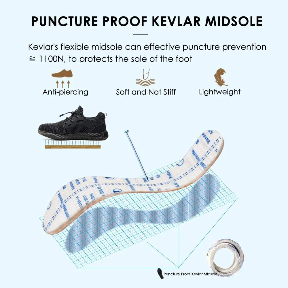 KINOW Men Steel Toe Safety Work Shoes Slip Resistant Lightweight Outdoor Athletic Industrial Construction Sneakers for Women