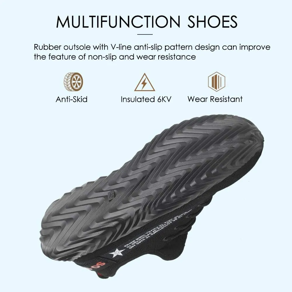 KINOW Men Steel Toe Safety Work Shoes Slip Resistant Lightweight Outdoor Athletic Industrial Construction Sneakers for Women