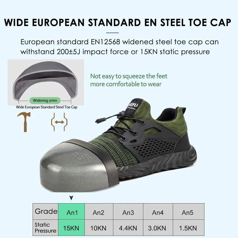 KINOW Men Steel Toe Safety Work Shoes Slip Resistant Lightweight Outdoor Athletic Industrial Construction Sneakers for Women