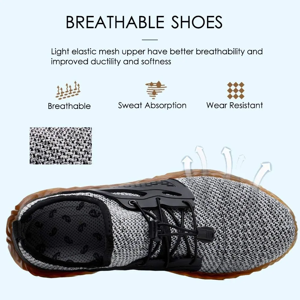 KINOW Men Steel Toe Safety Work Shoes Slip Resistant Lightweight Outdoor Athletic Industrial Construction Sneakers for Women