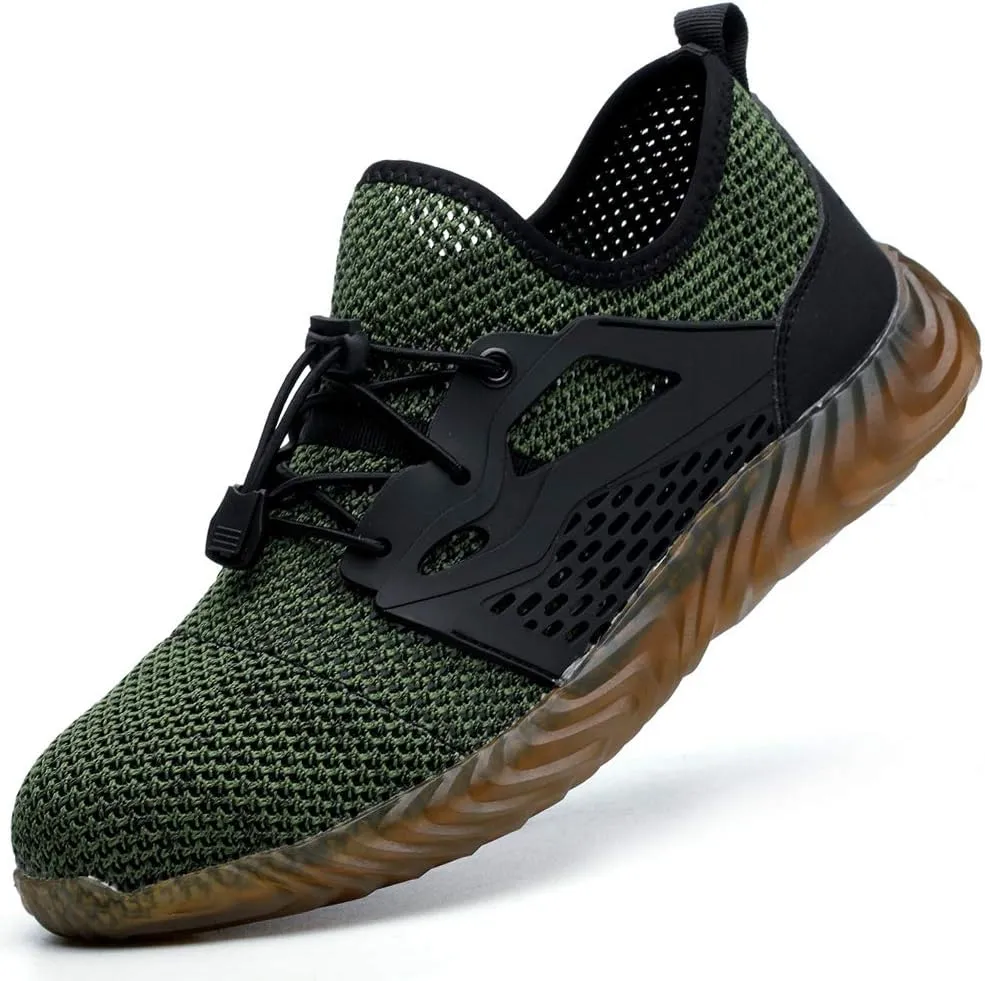 KINOW Men Steel Toe Safety Work Shoes Slip Resistant Lightweight Outdoor Athletic Industrial Construction Sneakers for Women