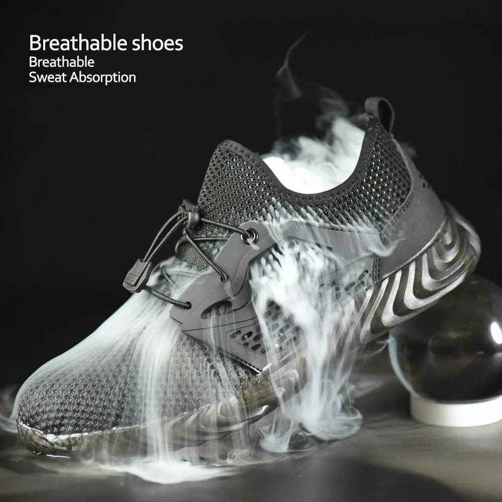 KINOW Men Steel Toe Safety Work Shoes Slip Resistant Lightweight Outdoor Athletic Industrial Construction Sneakers for Women