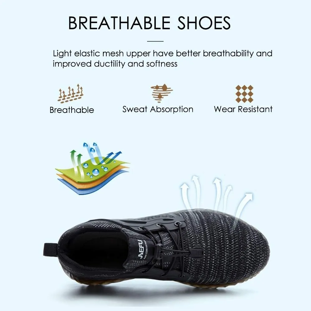 KINOW Men Steel Toe Safety Work Shoes Slip Resistant Lightweight Outdoor Athletic Industrial Construction Sneakers for Women