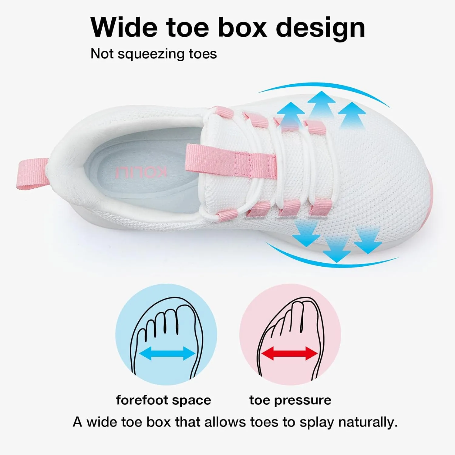 KOLILI Women's Wide Toe Box Shoes Easy Slip On Cushion Walking Sneakers