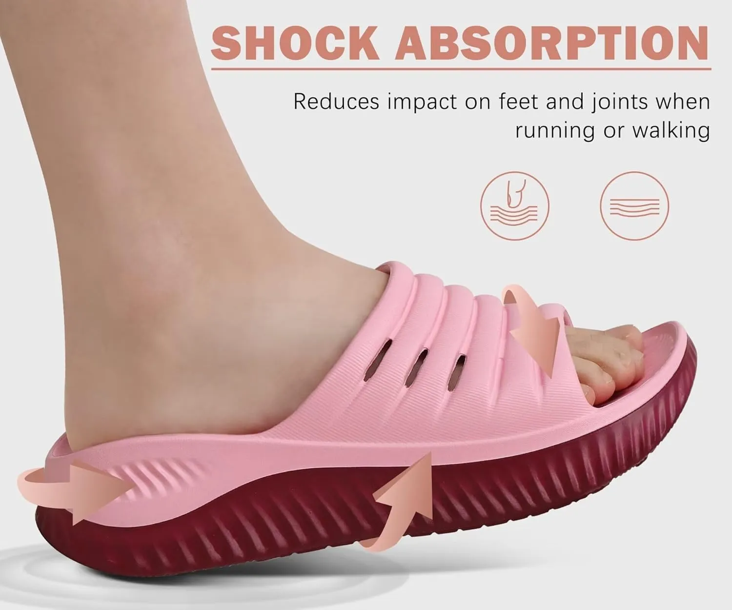 KuaiLu Womens Recovery Sandals With Comfortable Plantar Fasciitis Support,Ladies Orthotic Open Toe Sport Slides Thick Cushion Reduces Stress on Feet,Joints & Back Post-Exercise