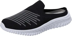 Ladies Lightweight Knitted Mesh Fabric Non-Slip Rubber Soles Garden Shoes Breathable Beach Shoes Clogs Mules Shoes
