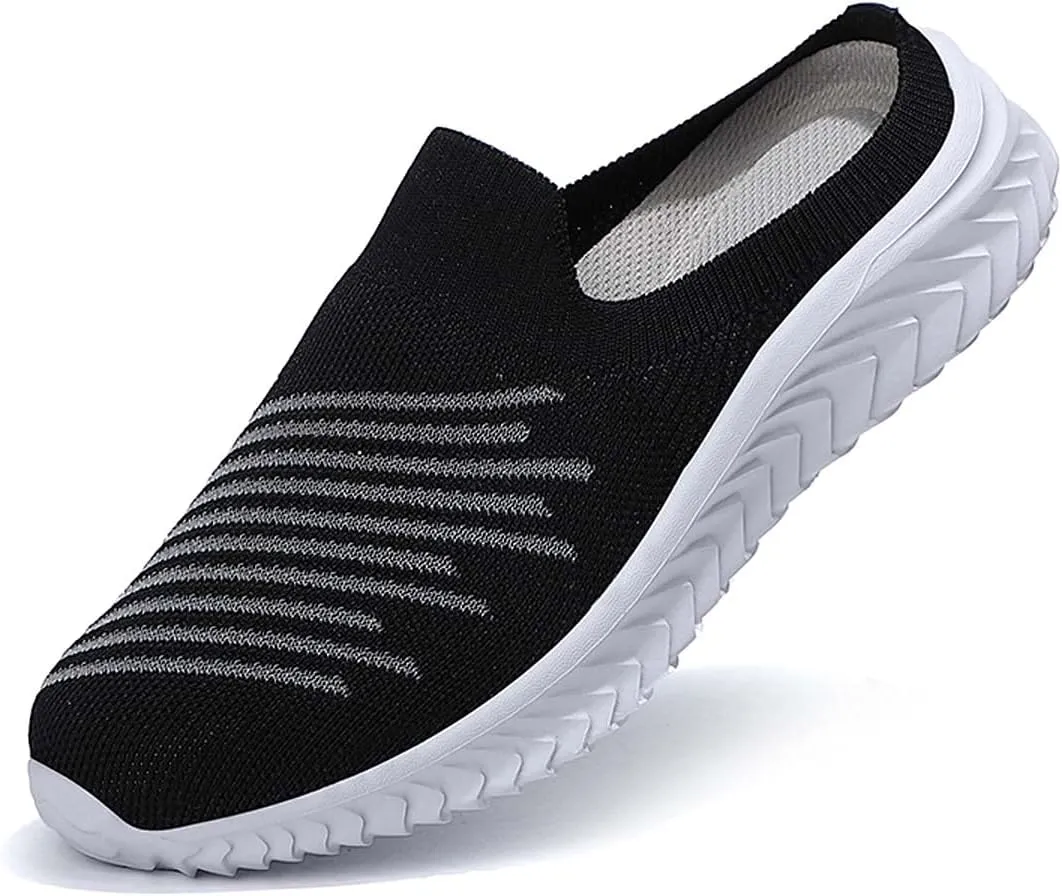 Ladies Lightweight Knitted Mesh Fabric Non-Slip Rubber Soles Garden Shoes Breathable Beach Shoes Clogs Mules Shoes