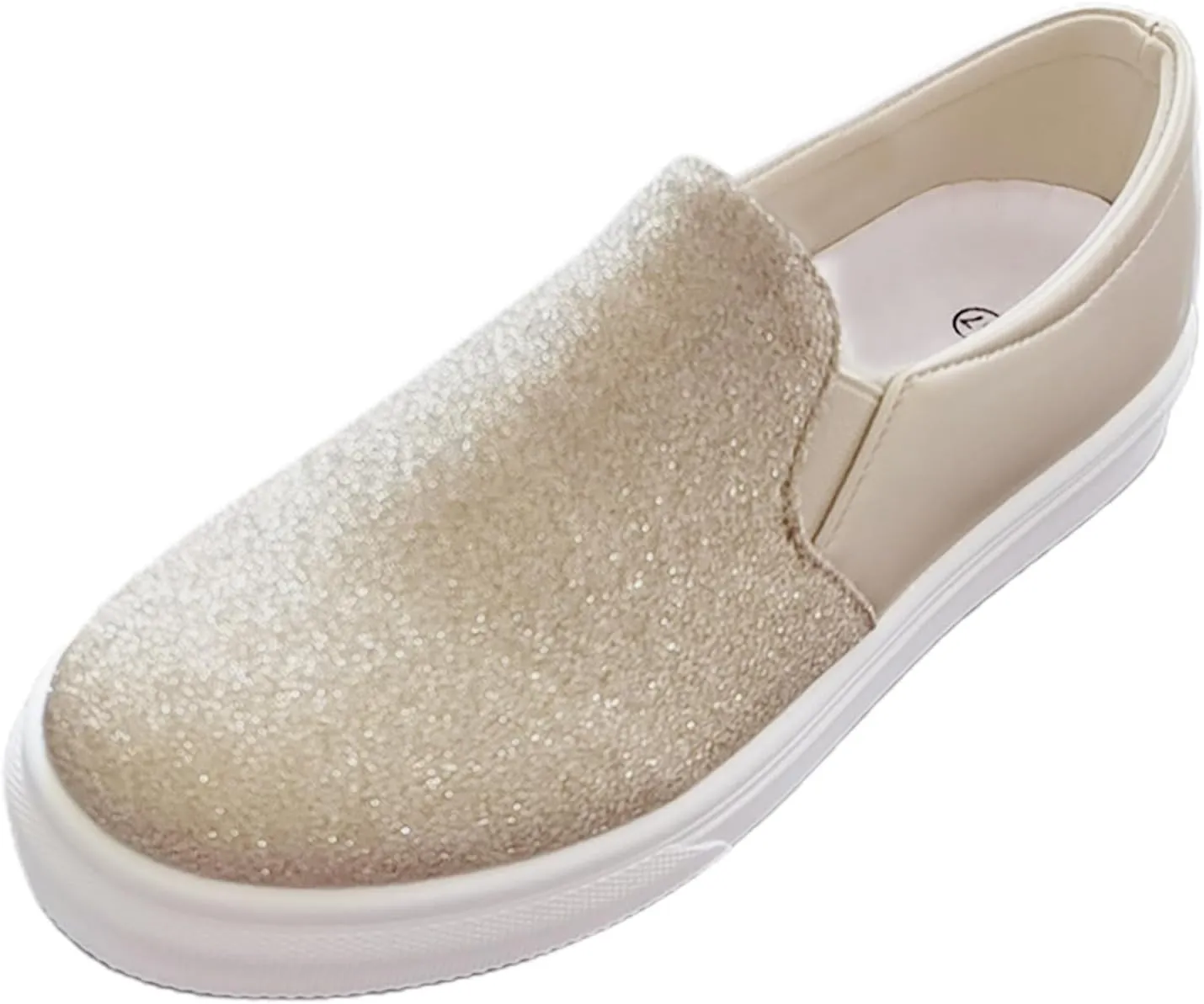 Ladies Rround Toe Elastic Set Foot Flat Bottom Sequins Simple Solid Colour Large Size Slip on Casual Dress Shoes for Men