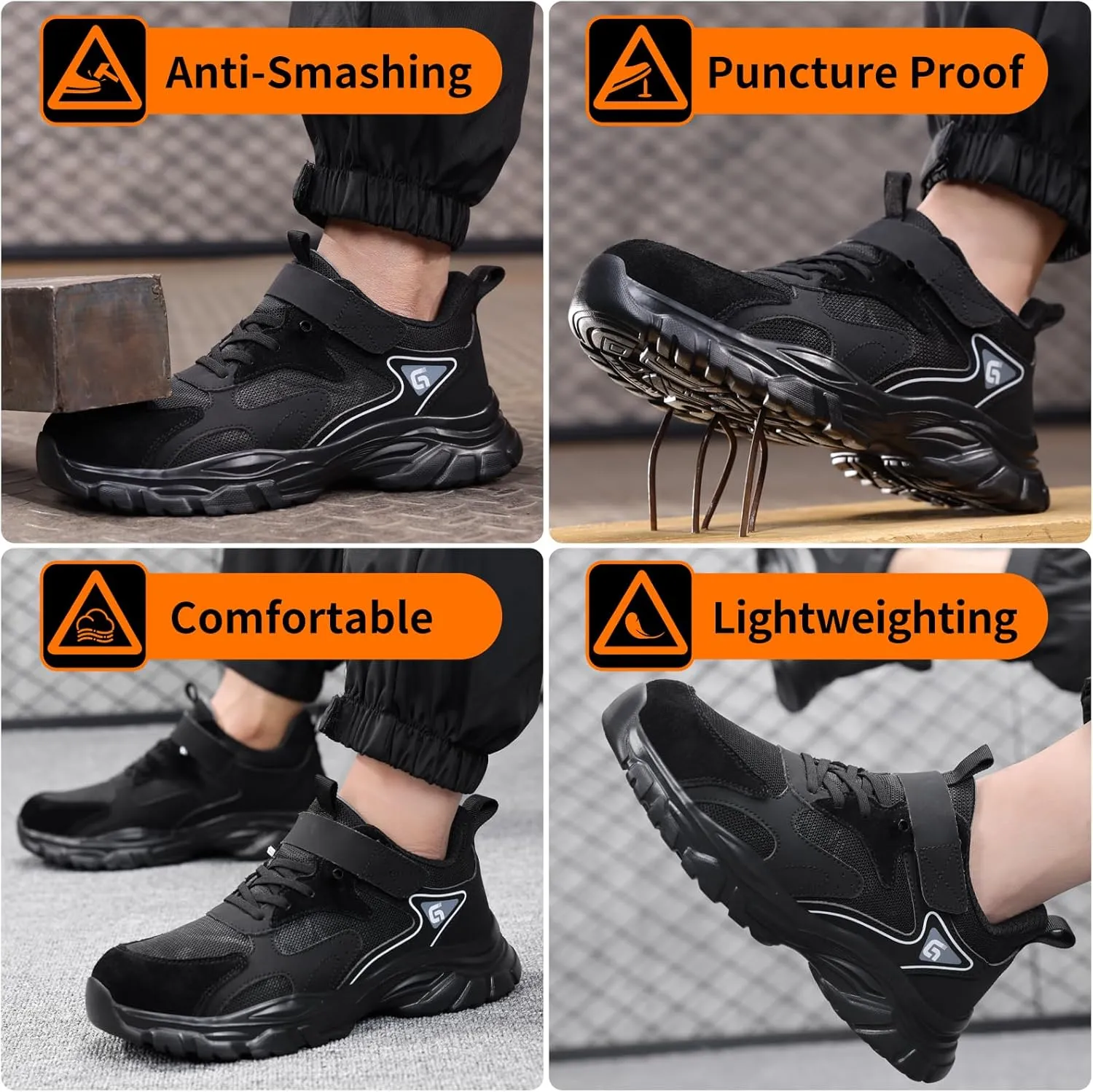 LAoutun Steel Toe Shoes for Men Women Comfortable Lightweight Work Safety Shoes for Men Women Puncture Proof Indestructible Sneakers Construction Work Utility Sneakers