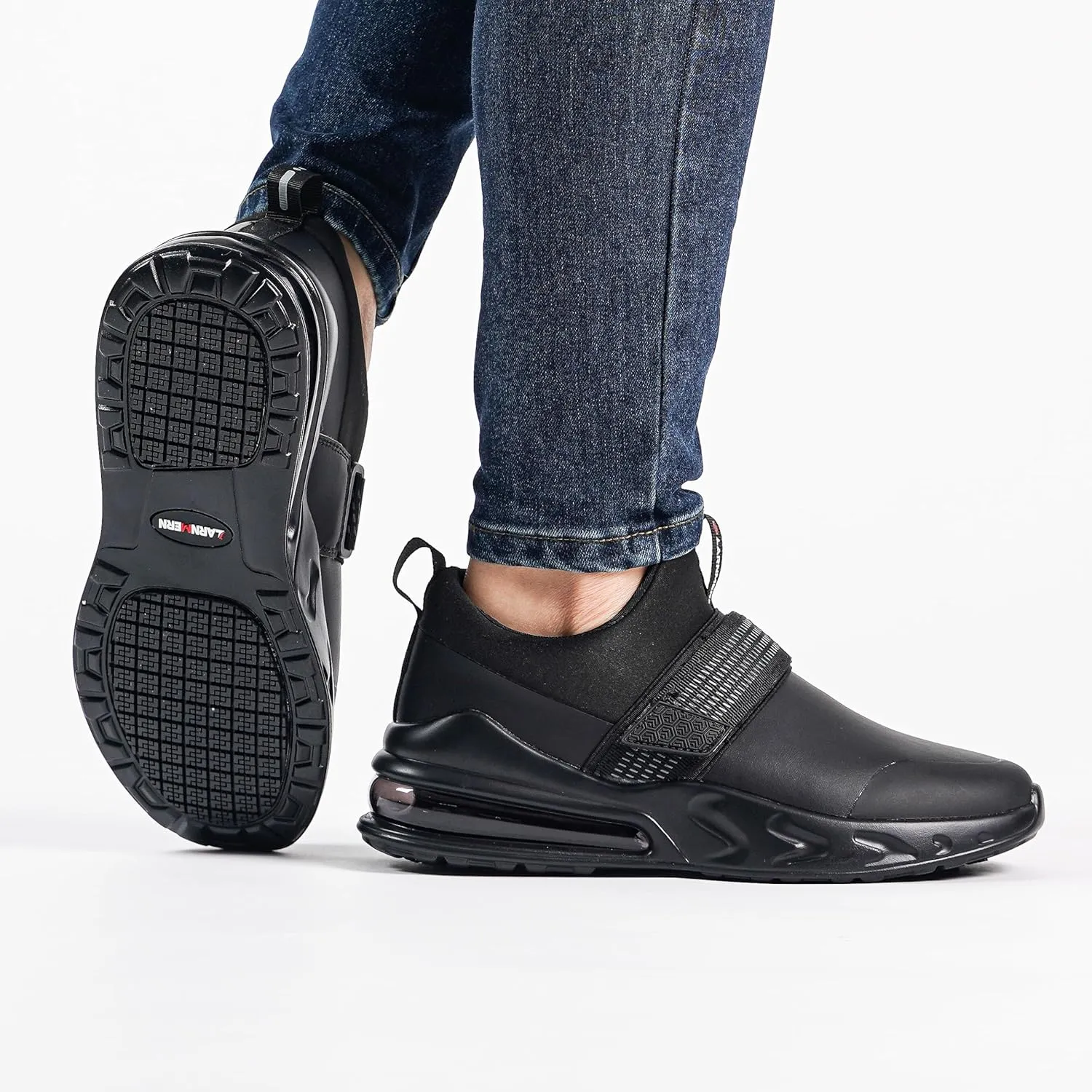 LARNMERN Women Work Non Slip Shoes Waterproof Slip on Food Service Chef Shoe Restaurant Kitchen Working Footwear Air Cushion Walking Sneakers Lightweight