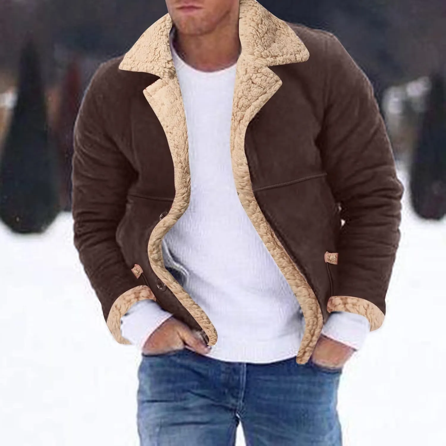 LCMTWX Men's Winter Thickened Warm Coats Stand Collar Knitted Splice Sweater Coat Casual Cardigan Stylish Mens Winter