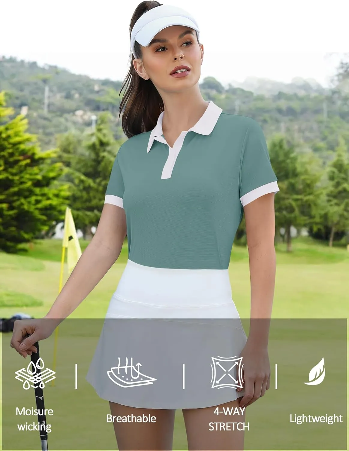 LOMON Womens Golf Polo Shirts Short Sleeve Collared Tops Lightweight Moisture Wicking Tennis Activewear S-XXL