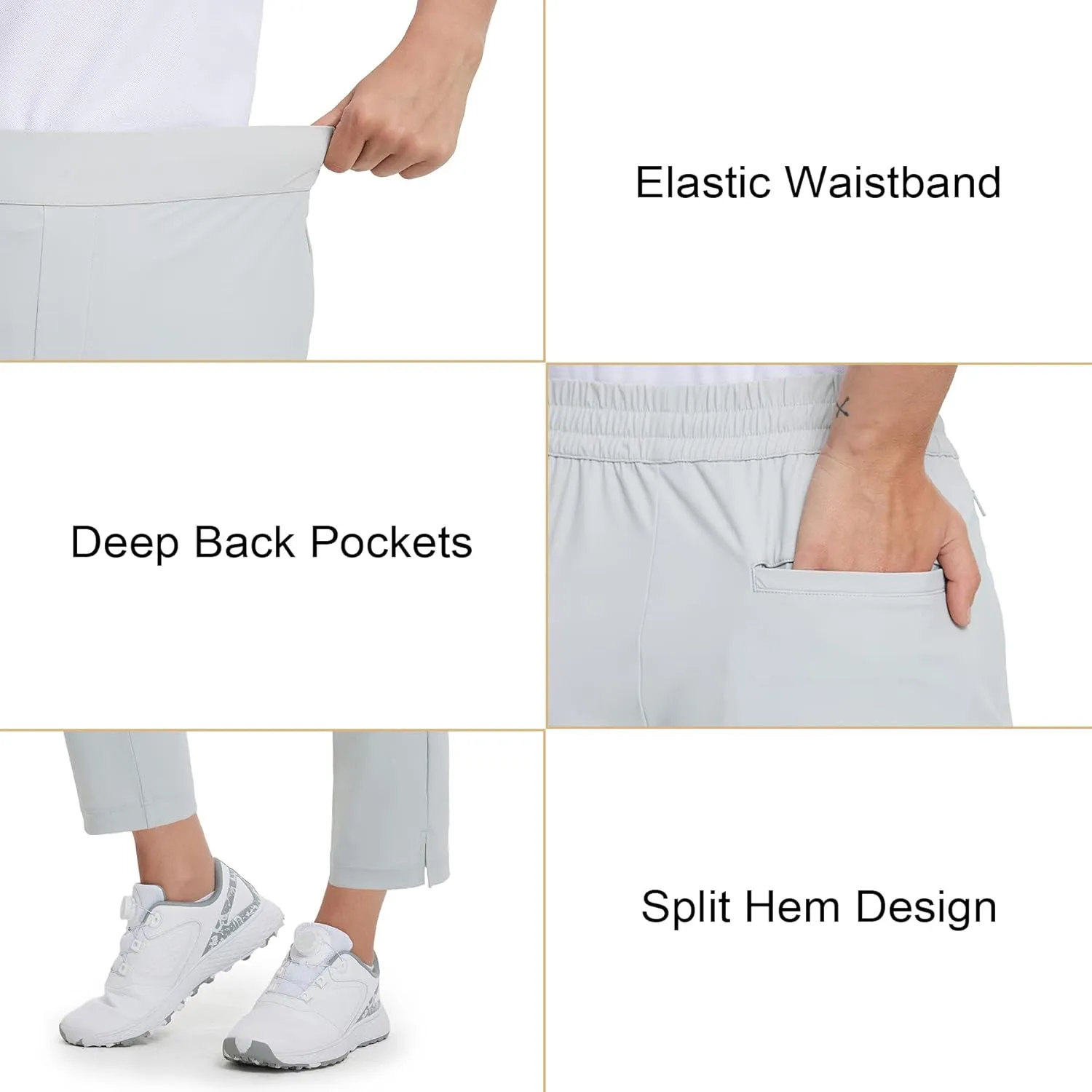 M MAELREG Women's Golf Pants with Zip Pockets 7/8 Ankle Stretch Lightweight Sweatpants for Athletic Hiking Travel Work Lounge