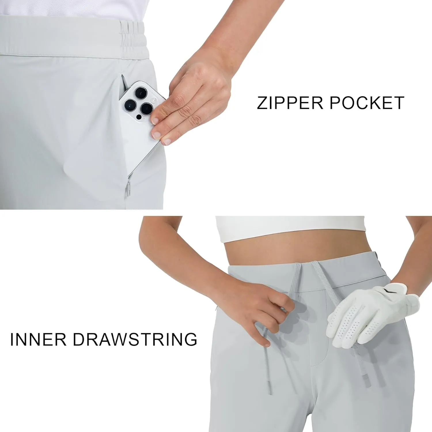 M MAELREG Women's Golf Pants with Zip Pockets 7/8 Ankle Stretch Lightweight Sweatpants for Athletic Hiking Travel Work Lounge