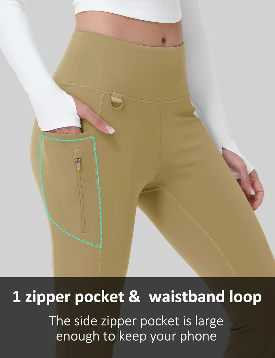 MAGCOMSEN Women's Fleece Lined Flare Pants Waterproof Insulated Winter Pants High Waisted Bootcut Hiking Yoga Leggings
