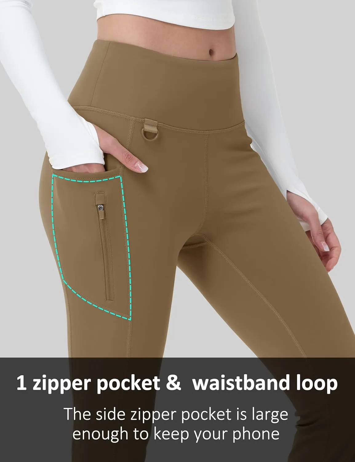 MAGCOMSEN Women's Fleece Lined Flare Pants Waterproof Insulated Winter Pants High Waisted Bootcut Hiking Yoga Leggings