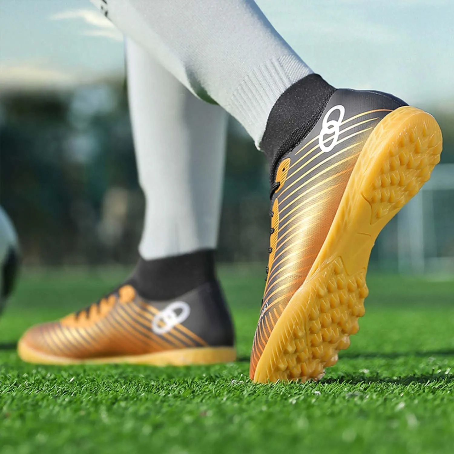 MEBAMY Unisex High top Soccer Boots Cleats Outdoor Athletic Sneaker Turf Football Shoes Spikes Indoor Youth Soccer Shoes