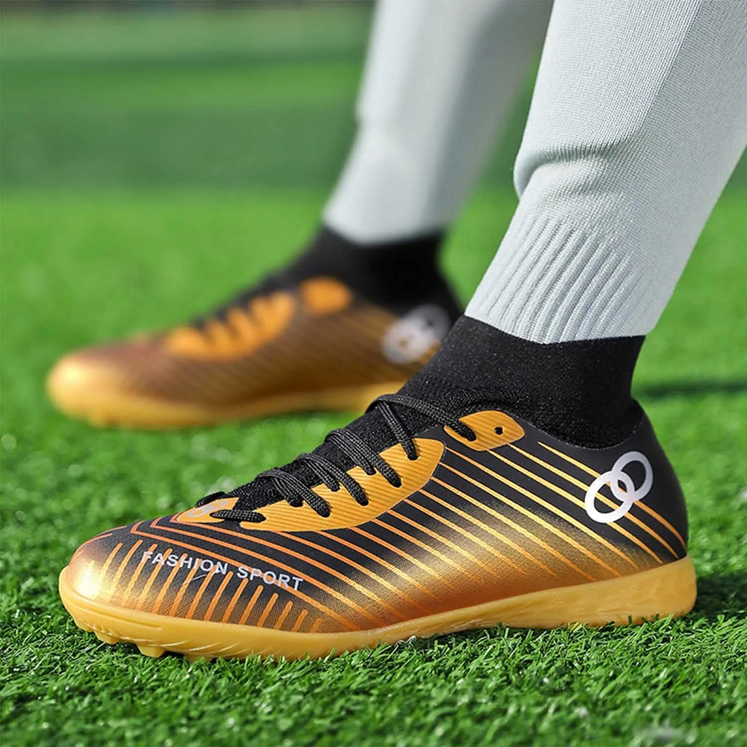 MEBAMY Unisex High top Soccer Boots Cleats Outdoor Athletic Sneaker Turf Football Shoes Spikes Indoor Youth Soccer Shoes
