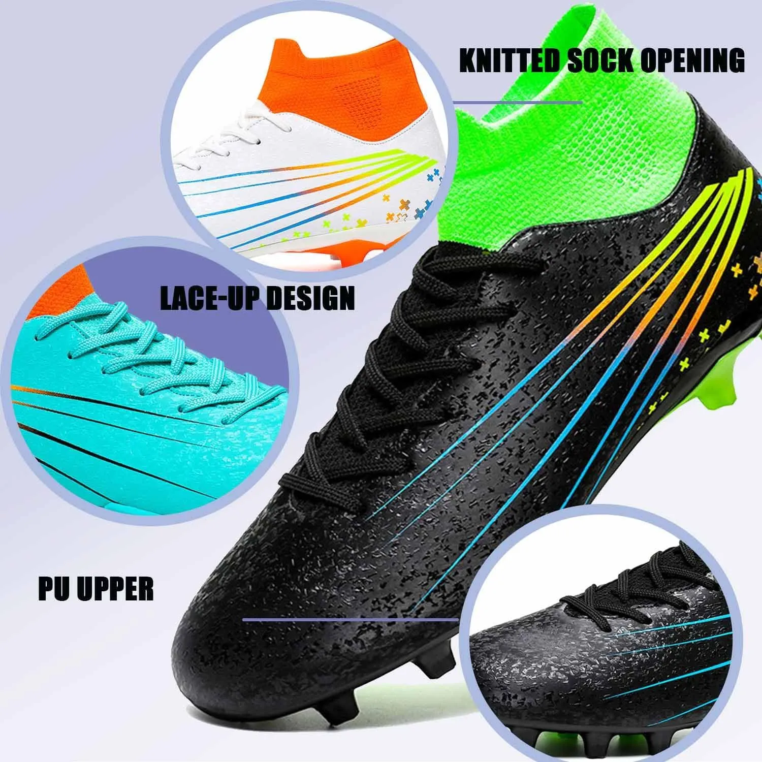 MEBAMY Unisex High top Soccer Boots Cleats Outdoor Athletic Sneaker Turf Football Shoes Spikes Indoor Youth Soccer Shoes